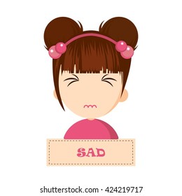Cartoon sad expresses emotions. Vector