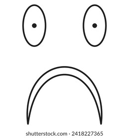 A cartoon  sad face in outline