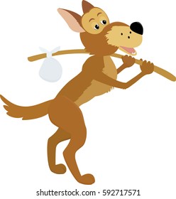 Cartoon Sad Homeless Stray Dog