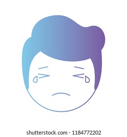 cartoon sad man head kawaii character