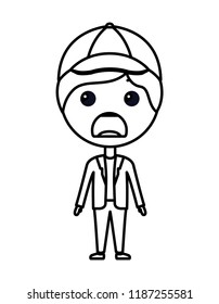 cartoon sad man kawaii character