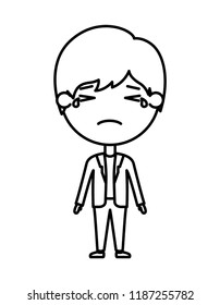 cartoon sad man kawaii character
