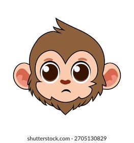 Desenho Animado Triste Macaco Face Simples Logo Design Ícone Digital
