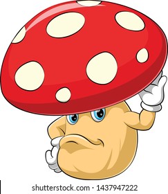 A cartoon sad mushrooms character