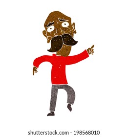 cartoon sad old man pointing