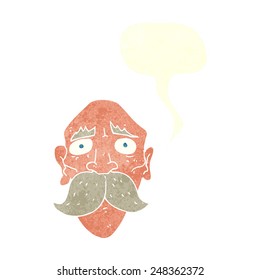 cartoon sad old man with speech bubble