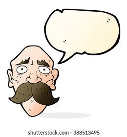 cartoon sad old man with speech bubble