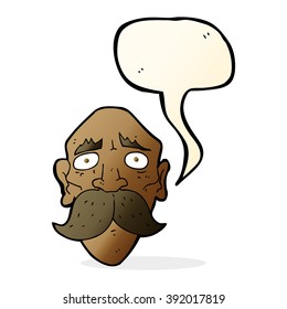 caricatura triste anciano con burbuja de habla
