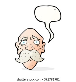 cartoon sad old man with speech bubble