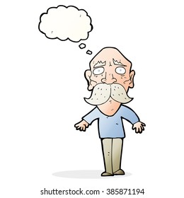 Cartoon Sad Old Man With Thought Bubble