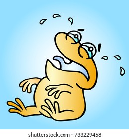 Cartoon sad orange frog. Vector illustration. Digital drawing cute character.