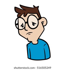 Cartoon Sad Person Vector Illustration