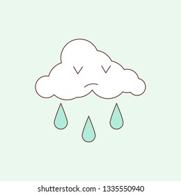 Cartoon sad rainy cloud clip art,flat design