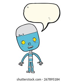 cartoon sad robot with speech bubble