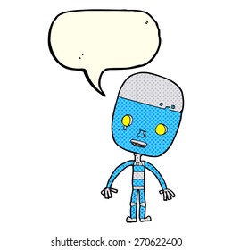 Cartoon-Sad-Roboter mit Sprachblase