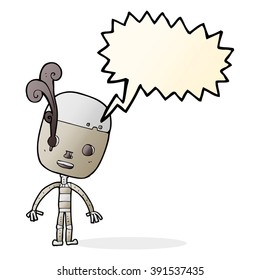 cartoon sad robot with speech bubble