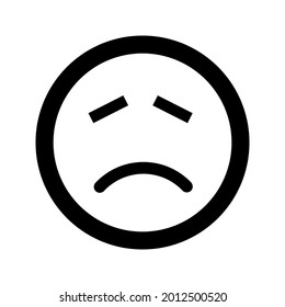 Cartoon sad smile face emoticon icon in flat style