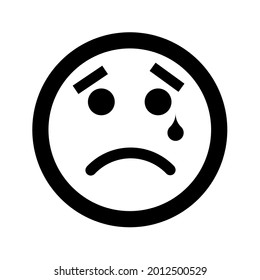 Cartoon sad smile face emoticon icon in flat style