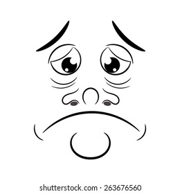 Cartoon sad. Vector illustration.