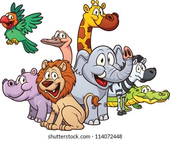 Cartoon safari animals. Vector illustration with simple gradients. All in a single layer.