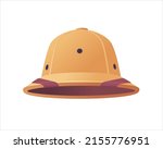 Cartoon safari hat. Pith helmet for tourists, hunters and explorers. Vector illustration in flat style.