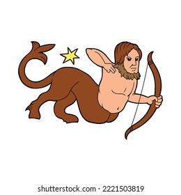 cartoon sagittarius hand draw vector