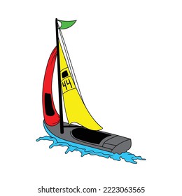 cartoon sailboat hand draw vector