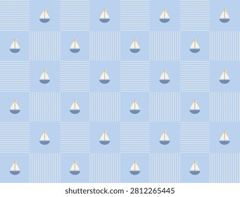 Cartoon sailboat seamless pattern design. Vector illustration.