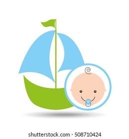 cartoon sailboat toy baby icon design vector illustration eps 10