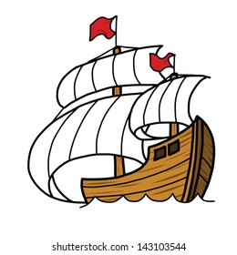 Cartoon sailing ship