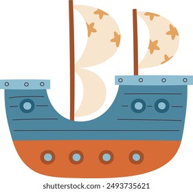 Cartoon Sailing Ship Vector Illustration