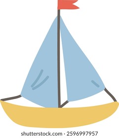Cartoon Sailing Yacht Vector Illustration