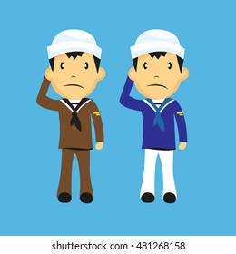 cartoon sailor characters set 