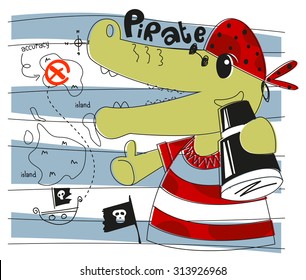 Cartoon sailor crocodile mascot vector.
