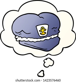 cartoon sailor hat with thought bubble in smooth gradient style