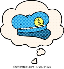 cartoon sailor hat with thought bubble in comic book style