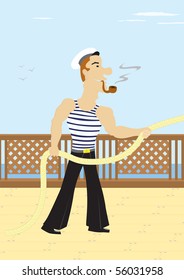 Cartoon sailor on the board.