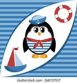Cartoon sailor penguin