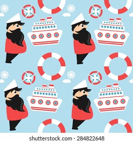 cartoon sailor seamless pattern 