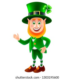 Cartoon saint Patrick smiling isolated on white vector illustration