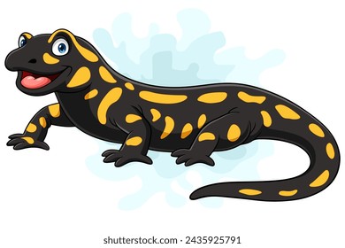 Cartoon salamander lizard on white background