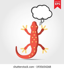 Cartoon Salamander with thought bubble isolated on white background. Animal symbol for your web site design, logo, app, UI. Eps10 vector illustration.