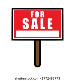 Cartoon For Sale Sign Illustration