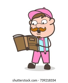 Cartoon Sales-Boy Reading Book Vector Concept