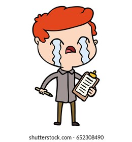 vendedor de dibujos animados llorando