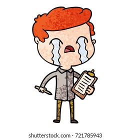 vendedor de dibujos animados llorando