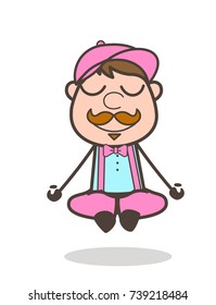 Cartoon Salesman Doing Yoga Vector Illustration