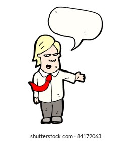 cartoon salesman with speech bubble
