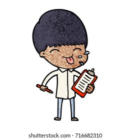 cartoon salesman sticking out tongue