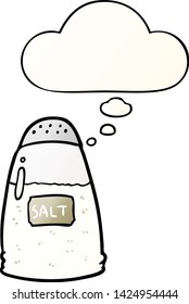 sal de dibujos animados con burbuja de pensamiento en un estilo de gradiente suave